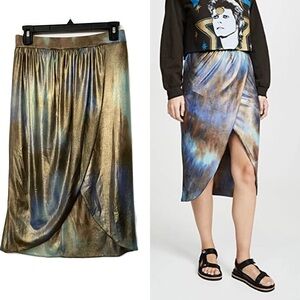 Le Superbe Take it easy Metallic Slit Multicolor Tie dye Skirt Oil Spill S